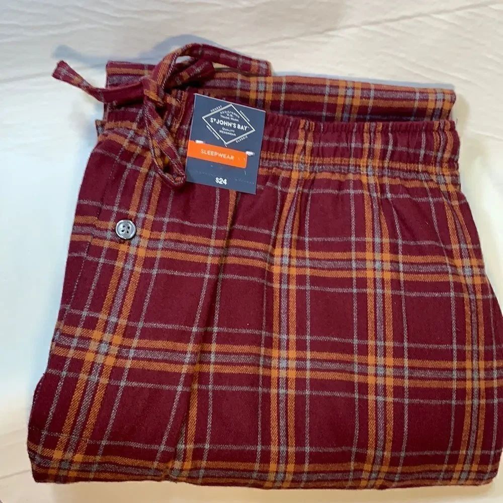 St Johns Bay Quality Lounge Sleepwear Flannel XL Orange Red Mens Unisex Comfort